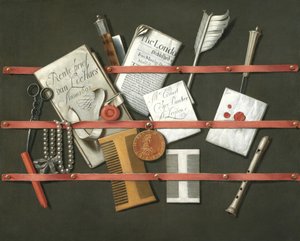 静物、レターラック、1692 作： Edwaert Colyer or Collier